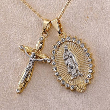 Load image into Gallery viewer, 18K Jesus and Mary Immaculate Conception Free of Sin Gold Plated Necklace
