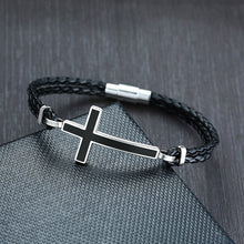 Load image into Gallery viewer, Black Cross Bold Statement Fashion Bracelet
