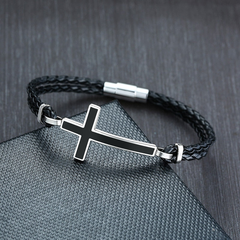 Black Cross Bold Statement Fashion Bracelet