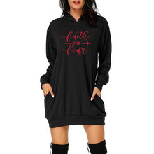 Load image into Gallery viewer, Faith over Fear Hoodie Dress with Pockets
