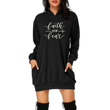 Load image into Gallery viewer, Faith over Fear Hoodie Dress with Pockets
