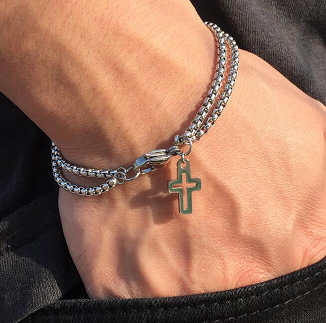 Dangle Cross Stainless Steel Fashion Bracelet