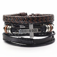 Load image into Gallery viewer, Trust God Chic Men&#39;s Leather Bracelet Set
