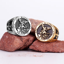 Load image into Gallery viewer, Saint Michael Protect Us Stainless Ring
