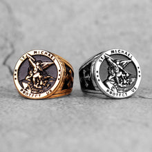 Load image into Gallery viewer, Saint Michael Protect Us Stainless Ring
