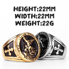 Load image into Gallery viewer, Saint Michael Protect Us Stainless Ring
