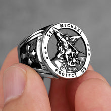 Load image into Gallery viewer, Saint Michael Protect Us Stainless Ring
