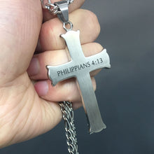 Load image into Gallery viewer, Philippians 4:13 All Things Through Carrying the Cross Daily Stainless Steel Chain
