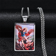 Load image into Gallery viewer, Saint Michael Storybook Stainless Steel Chain Necklace
