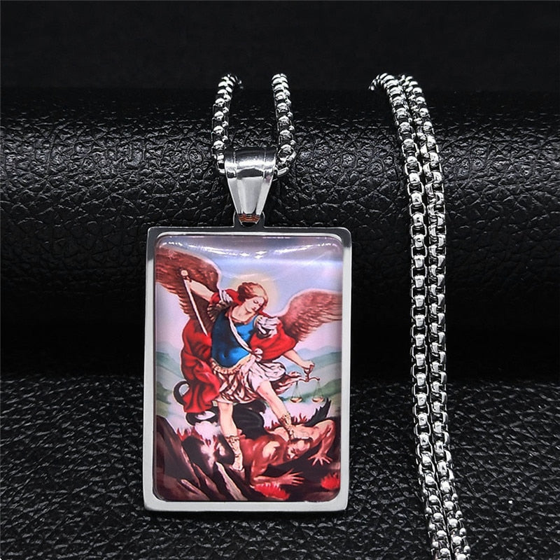 Saint Michael Storybook Stainless Steel Chain Necklace