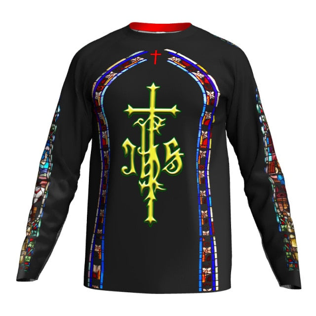 Stained Glass Cathedral Cycling Sports Fit Shirt