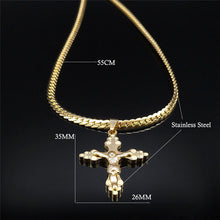 Load image into Gallery viewer, Stainless Steel 18K Gold Plated Carry the Cross Choker Chain Necklace
