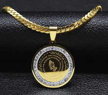 Load image into Gallery viewer, Stainless 14K Plated Prayer for the Serenity, Courage, Wisdom to Make a Difference Choker
