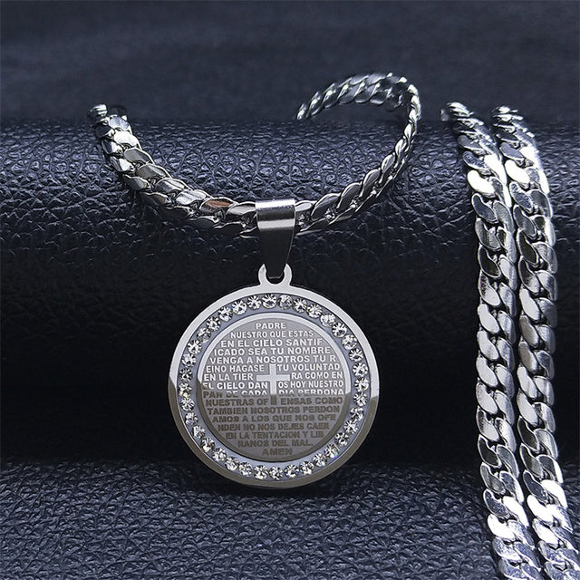 Stainless 14K Plated Padre Nuestro Prayer Choker
