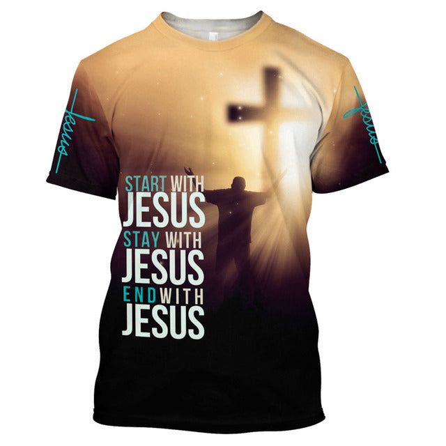 Start, Stay, End With Jesus Men's Tshirt