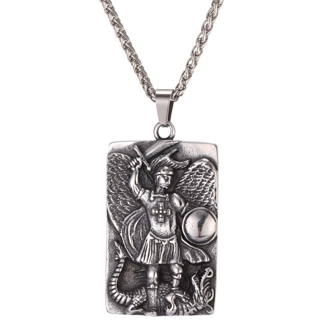 Stainless Archangel St. Michael Storybook Chain Necklace