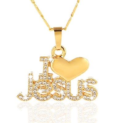 I Love Jesus 18K Gold/Rose Gold, Silver plated Necklace